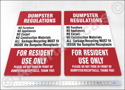 Dumpster Regulation Signs