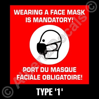 Mandatory Mask Canada Bilingual Stickers Decals