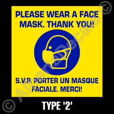 Mask Required Alberta Stickers Decals Bilingual